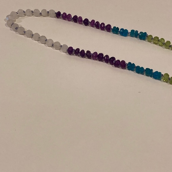 Hand Knotted Opal Garnet Carnelian Citrine Apatite Peridot Rainbow Necklace - Picture 9 of 9